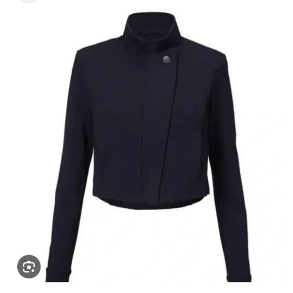CAbi Jackets & Blazers - NEW~Women's Cabi # 6259 ADMIRAL JACKET Navy Blue Ponte Knit Cropped Zip Front XS
